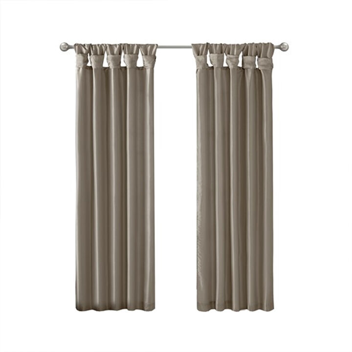 Gracie Mills Elroy Twist Tab Lined Faux Silk Window Curtain Panel - 50x108"