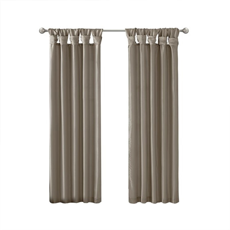 Gracie Mills Elroy Twist Tab Lined Faux Silk Window Curtain Panel - 50x108"