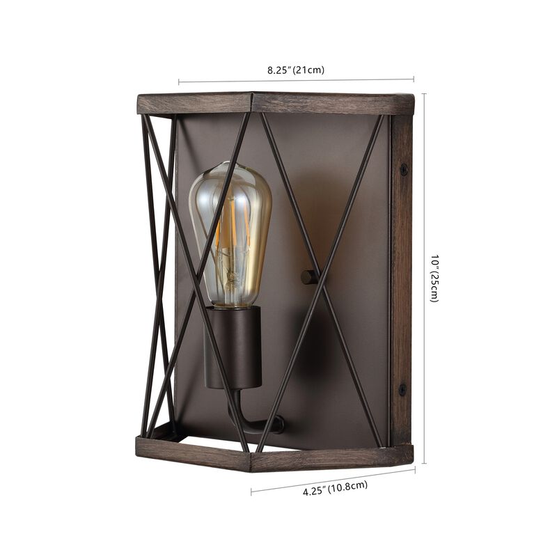 Liam 1-Light Rustic Farmhouse Iron LED Sconce