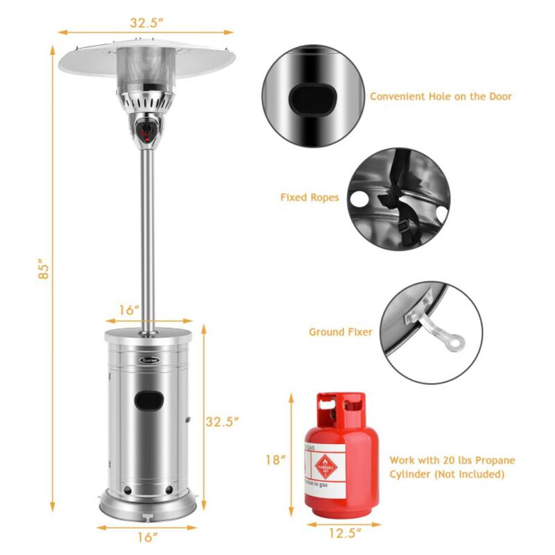 Costway 48000 BTU Patio Heater with Simple Ignition System