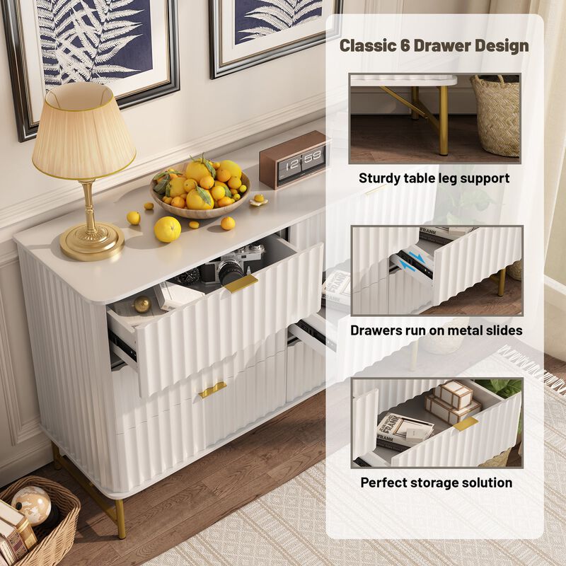 6-Drawer Dresser Chest with Metal Base