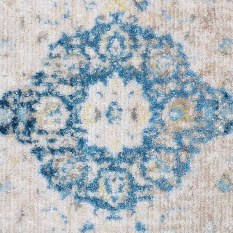 RUGSOTIC CARPETS MACHINE MADE POLYESTER AREA RUGS  - 8'x10', Rectangle Shape, Ivory Color, Classic Oriental Traditional  Design, Low Pile Machine Made Area Rugs for Living Room, Bed Room (M00069)