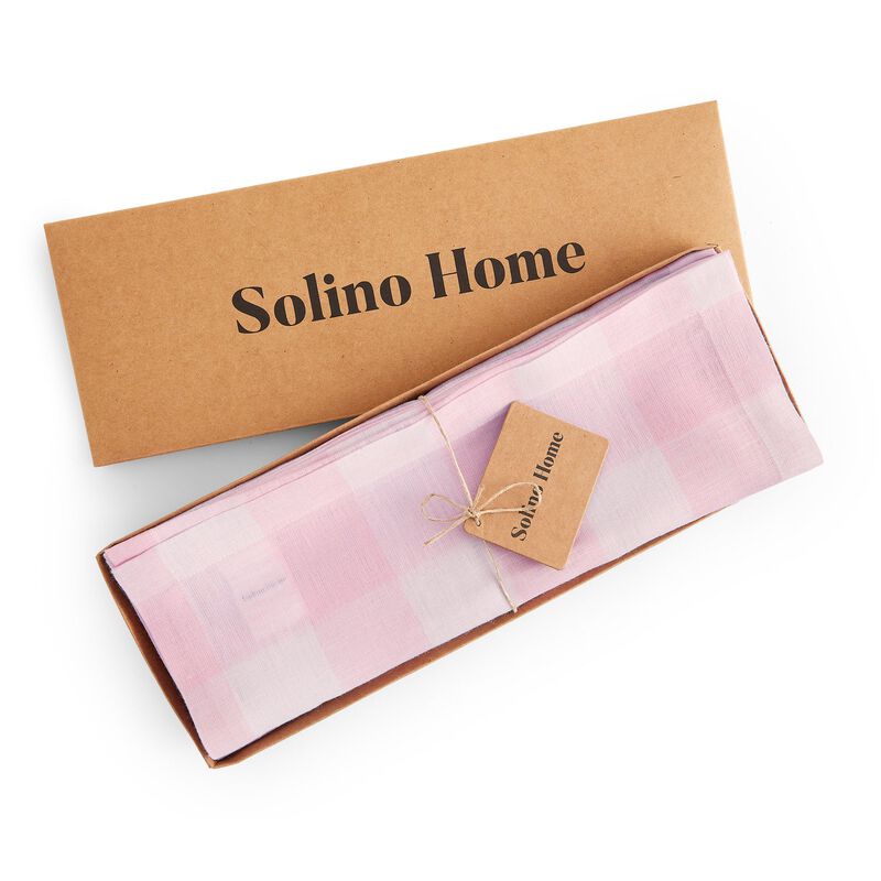 Solino Home 100% Pure Linen 14 x 19 Inch Placemats Set of 4 | Buffalo Check