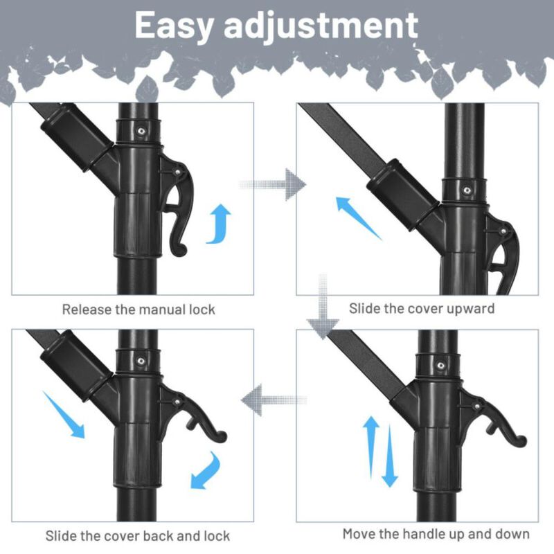 Hivvago 10 Feet Offset Umbrella with 8 Ribs Cantilever and Cross Base