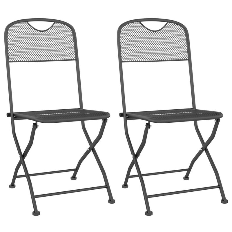 Yoko 3pc Outdoor Breakfast Table and Chairs Set, Foldable, Dark Gray - Benzara