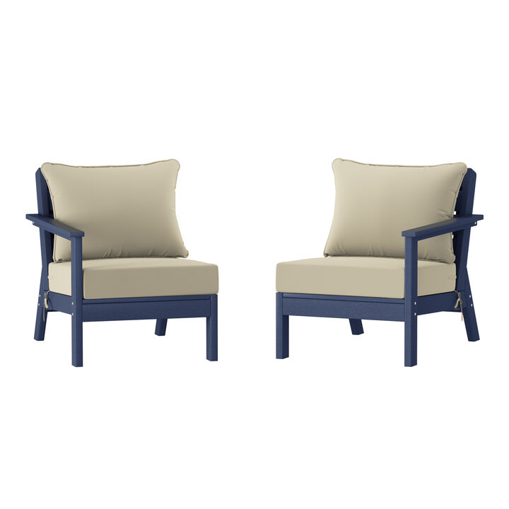 WestinTrends Outdoor Patio HDPE Loveseat Sofa with Patio Cushions