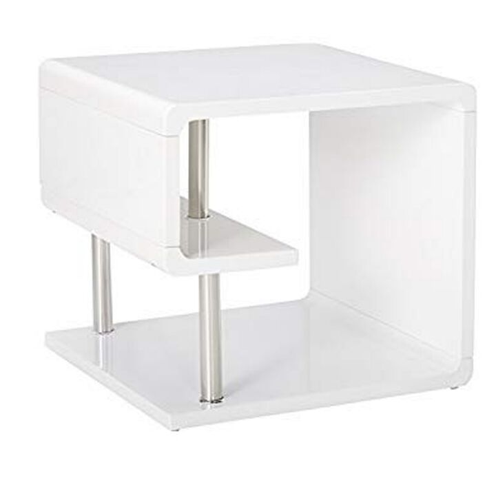 Ninove I Contemporary Style End Table, White-Benzara