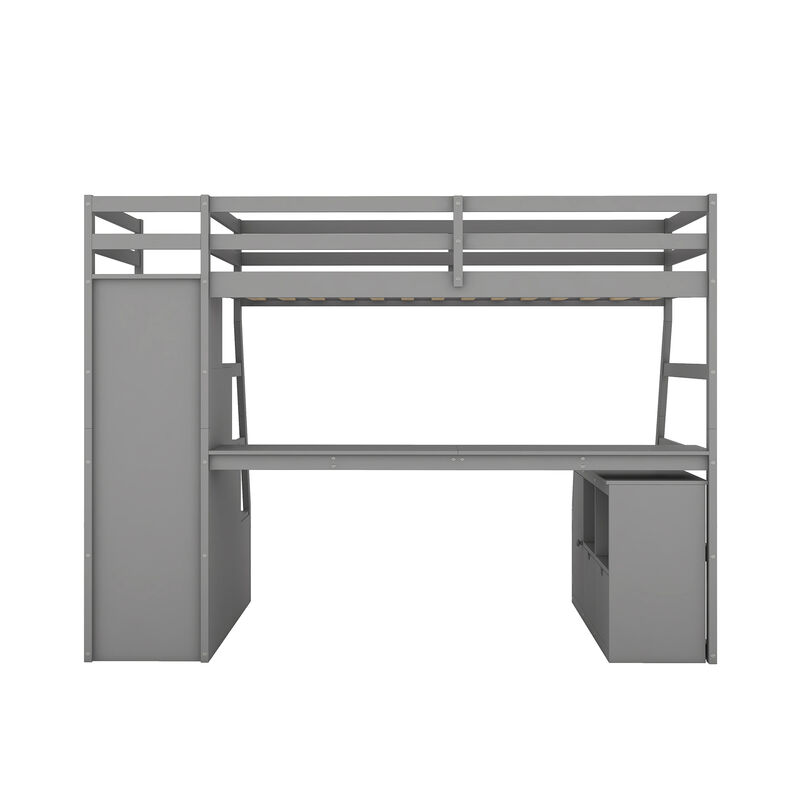 Merax Loft Bed with 7 Drawers and Desk