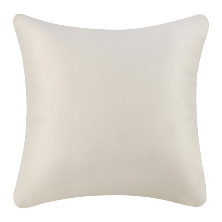 Slick Outdoor Square Accent Throw Pillow 22 Inch Ivory Recycled Fabric - Benzara