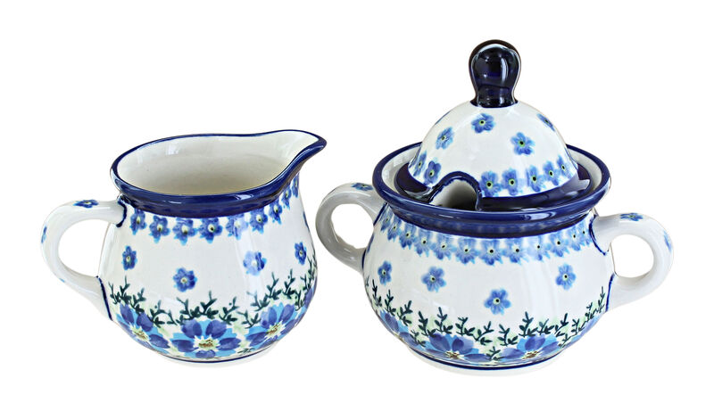 Blue Rose Polish Pottery Kalina Creamer & Sugar Set