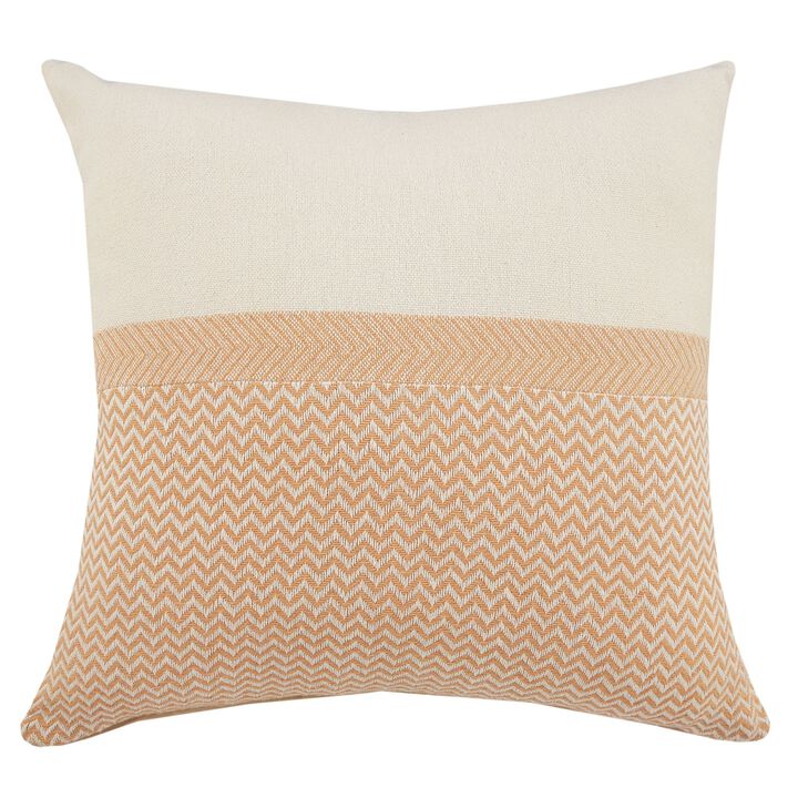 18" Orange and White Chevron Square Throw Pillow
