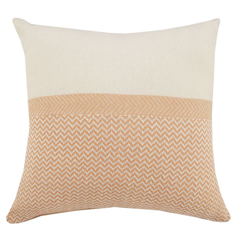 18" Orange and White Chevron Square Throw Pillow