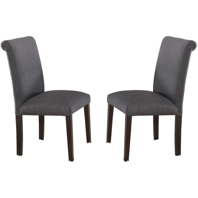 Blue Grey Polyfiber Dining Chairs Set Of 2