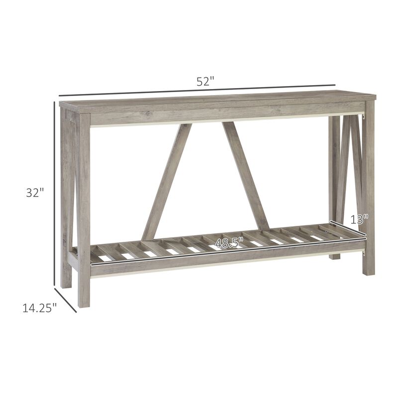Gray Entryway Table: Farmhouse Console with Storage Shelf