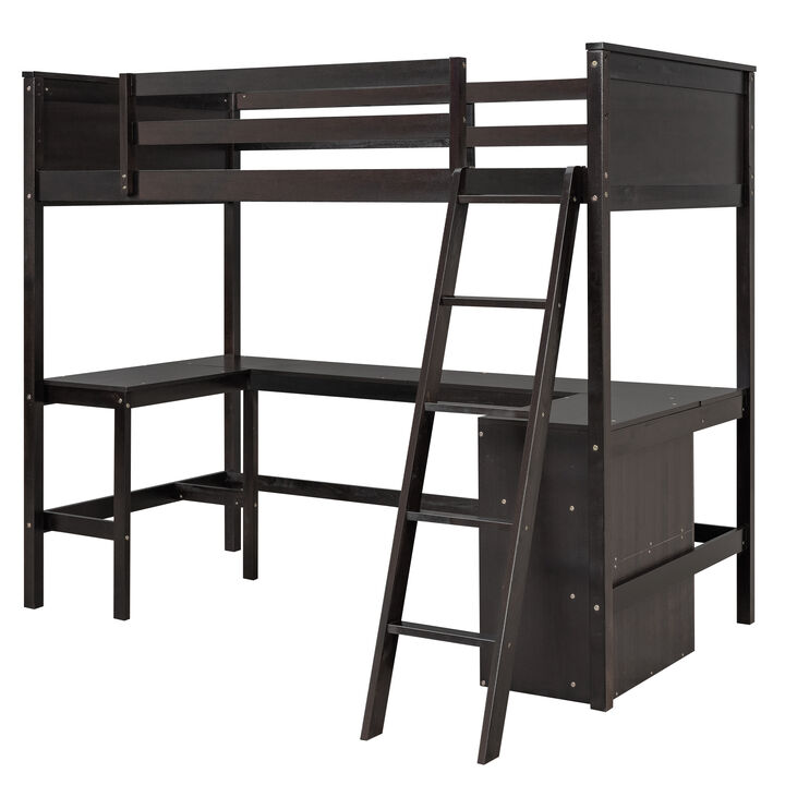 Merax Loft Bed with Shelves and Desk