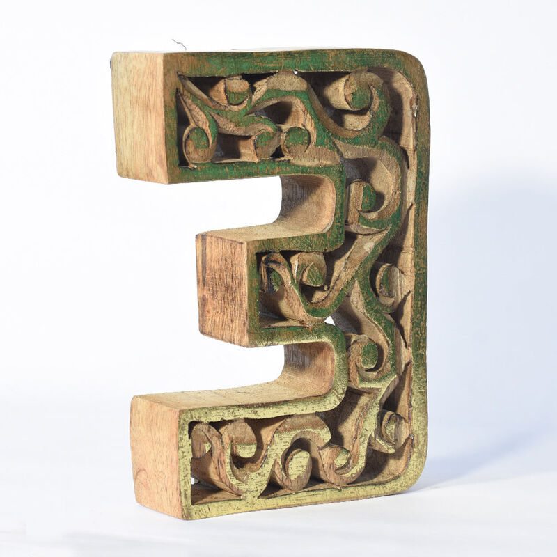 Vintage Natural Gold Handmade Eco-Friendly "3" Numeric Number For Wall Mount & Table Top Décor