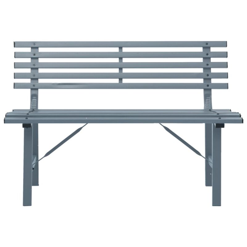 vidaXL Stylish 43.3" Patio Bench in Gray, Durable Powder-Coated Steel, Weather-Resistant Outdoor Furniture, Easy to Assemble, California Proposition 65 Compliant