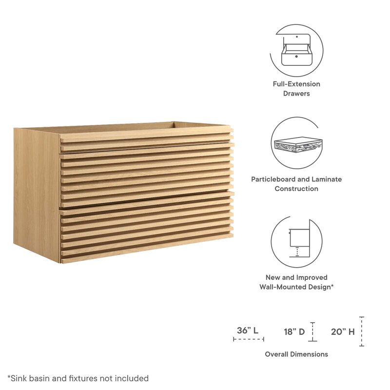 Render 36" Wall-Mount Bathroom Vanity Cabinet