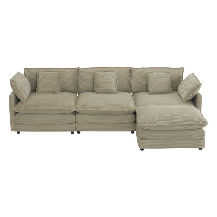 Merax Modern Corduroy Sectional Sofa for Living Room