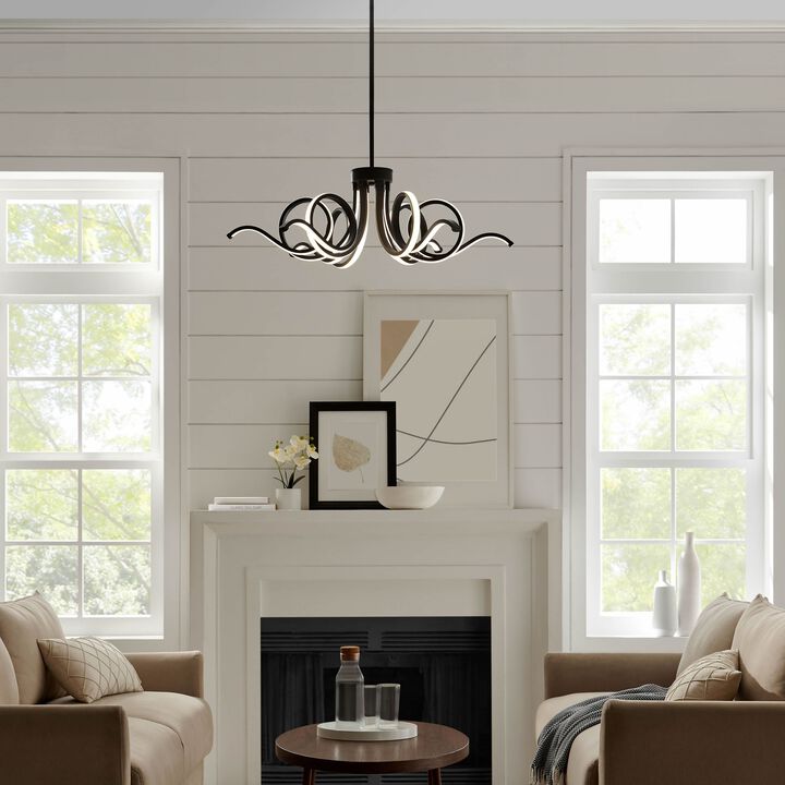 Magnolia Chandelier Black Metal Integrated LED Dimmable