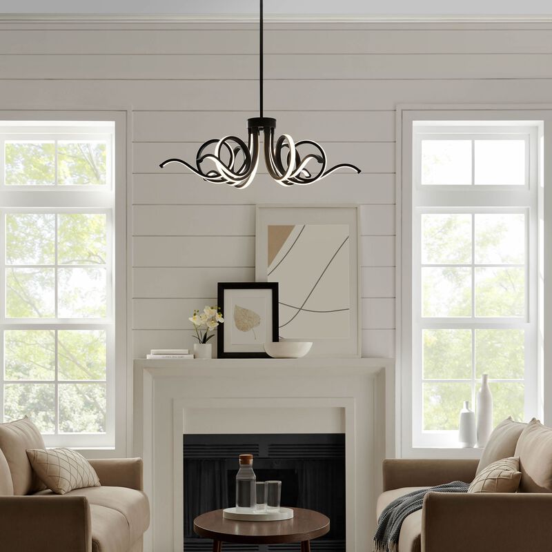 Magnolia Chandelier Black Metal Integrated LED Dimmable