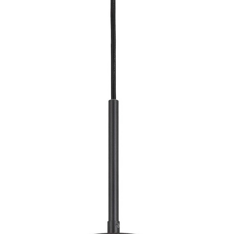 Cylindrical Grid Design Metal Chandelier with Wooden Accent, Black-Benzara