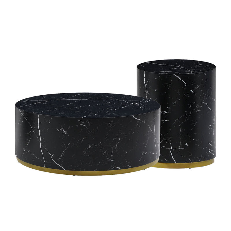 Modern Marble Coffee Table with Gold Base
