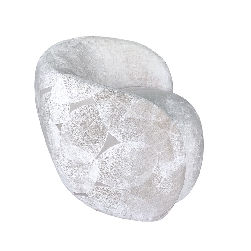 Pasargad Home Napoli Modern Swivel Base Barrel Chair, Ivory