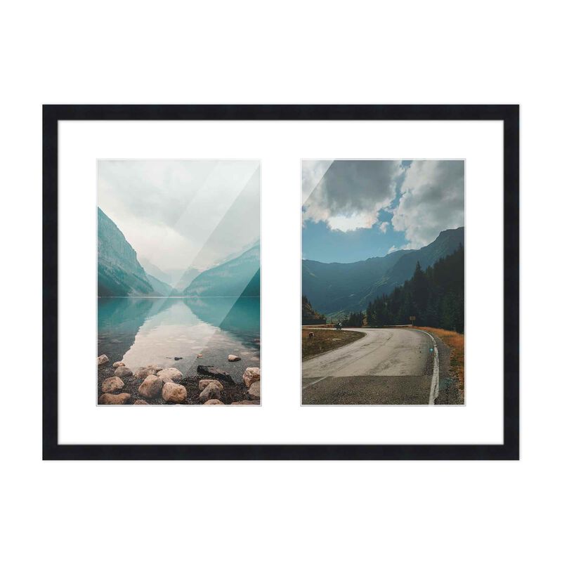 11x14 Wood Collage Frame with White Mat for 2 5x7 Pictures