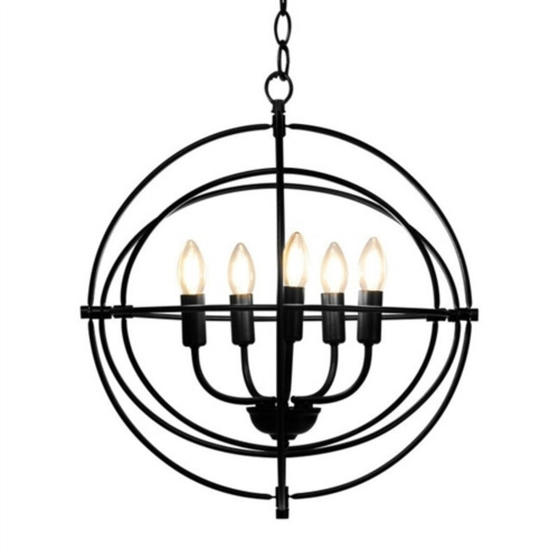 5-Light Industrial Rotating Metal Chandelier for Dining Room