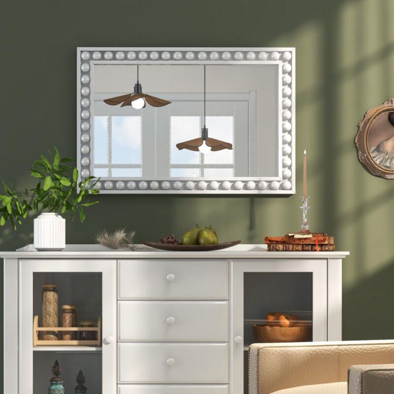 Hivvago 24 x 36 Inches Rustic Wall Mirror with Solid Wood Frame for Living Room  Bedroom