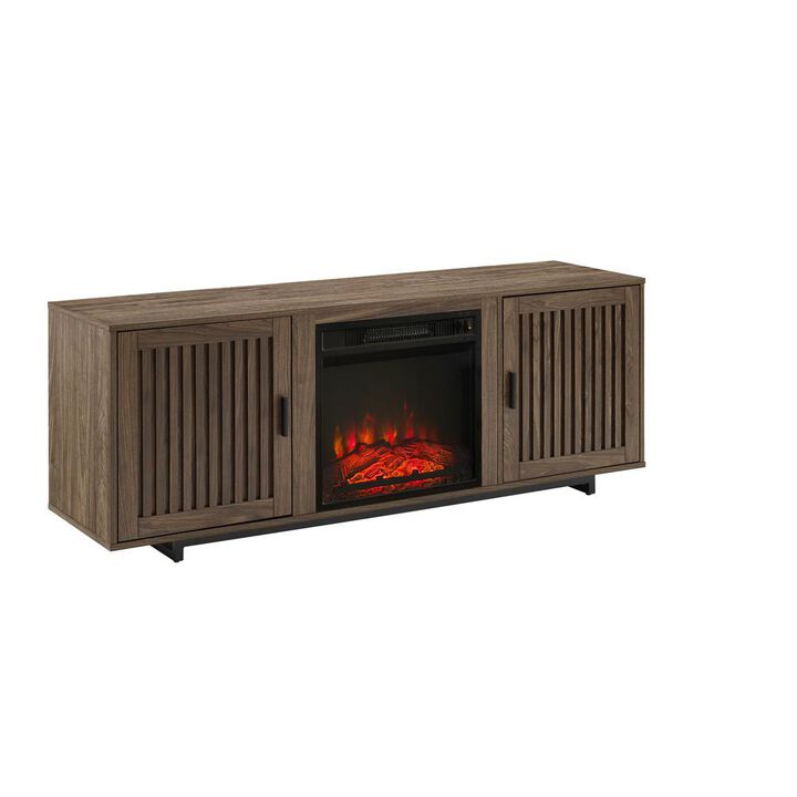 Crosley Furniture Silas 58 Low Profile Tv Stand W/Fireplace Walnut