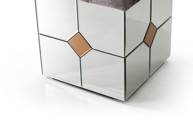 Decor Brownish Gray Square Velvet Upholstered Ottoman