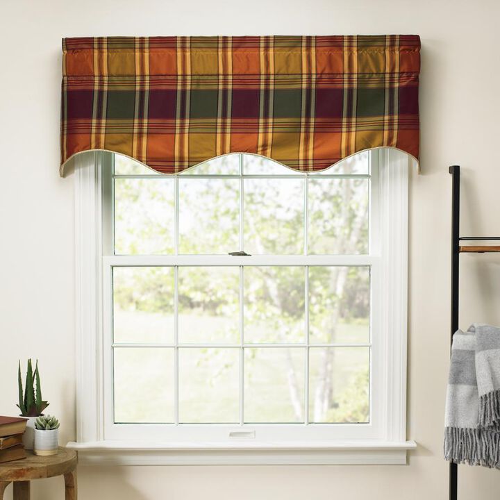 Ellis Curtain Boroughs Plaid Duchess 3" Rod Pocket Filler ValanceS for Windows 50" x 15" Plum