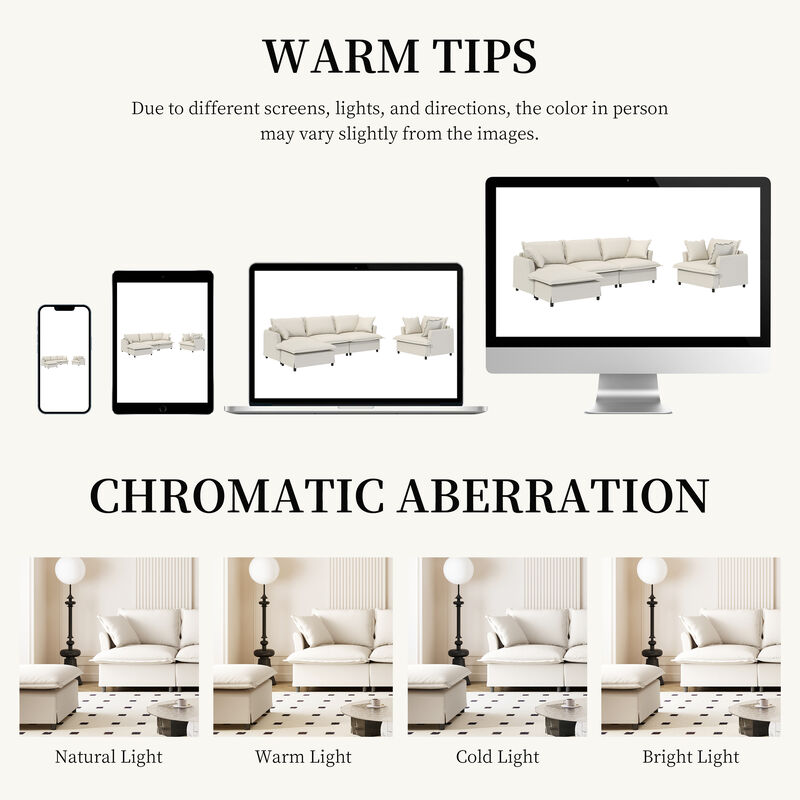 Merax Chenille Sectional Sofa Couch Indoor Furniture Set