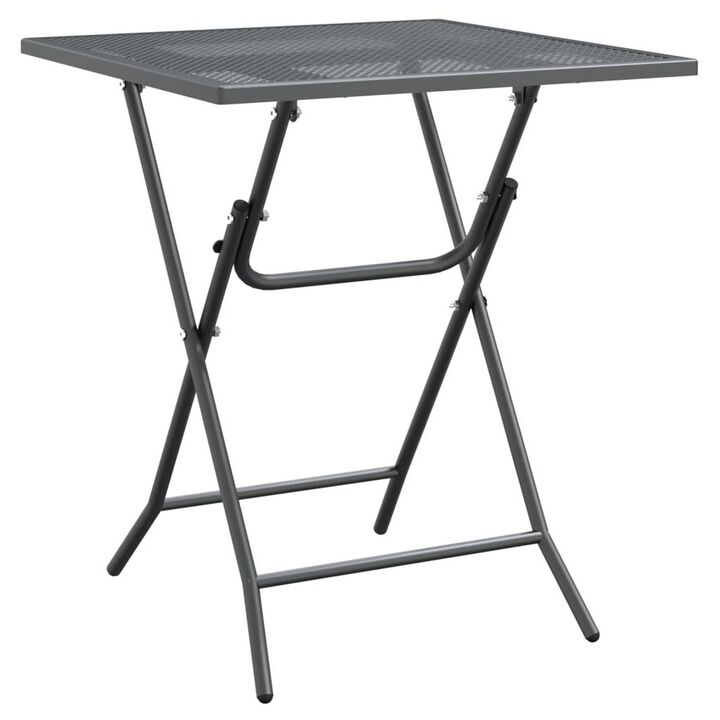 Yoko 3pc Outdoor Dining Breakfast Bistro Set w 2 Folding Chairs, Gray - Benzara