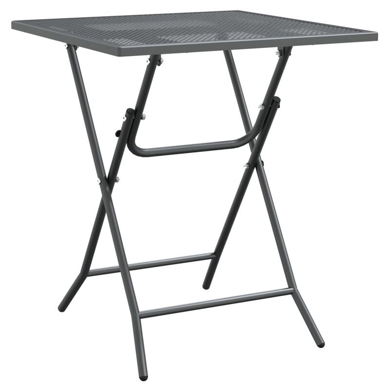Yoko 3pc Outdoor Dining Breakfast Bistro Set w 2 Folding Chairs, Gray - Benzara