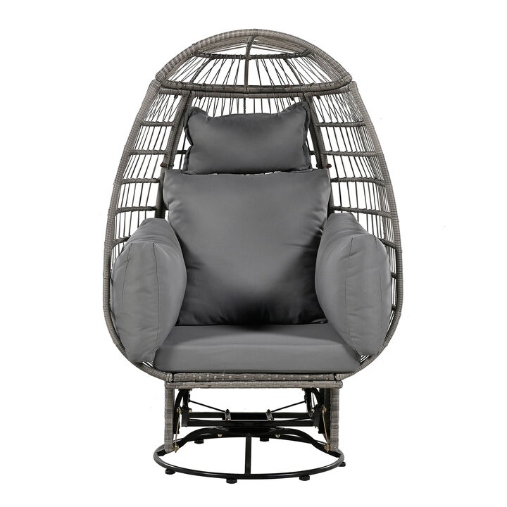 Merax Egg-shape Outdoor Swivel Chair with Cushions