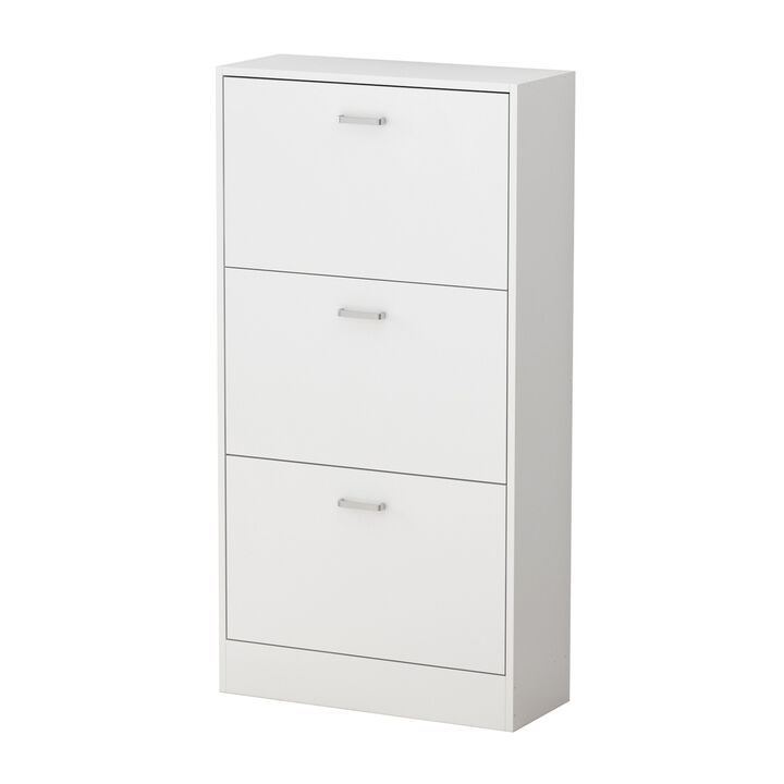 23.6 in. W x 45.5 in. H White Wood 18-Pair Wood Shoe Storage Cabinet with 6-Foldable Compartments