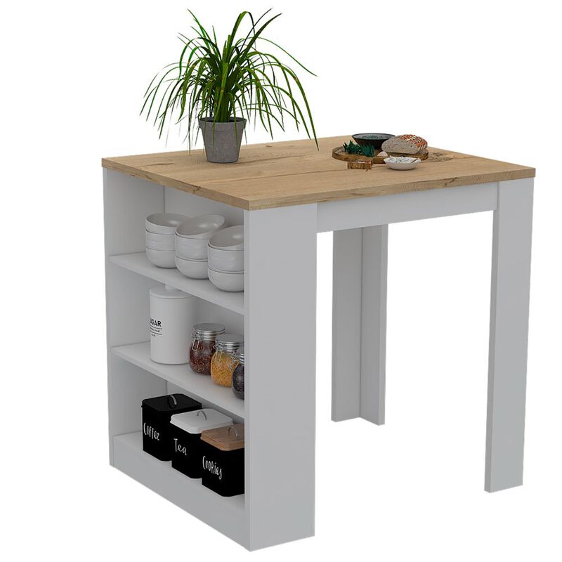 Kitchen Counter Dining Table Toledo, Kitchen, White / Light Oak