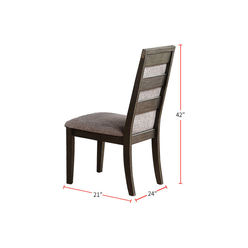 Dining Chair With Upholstered Cushion, Grey(Set Of 2)