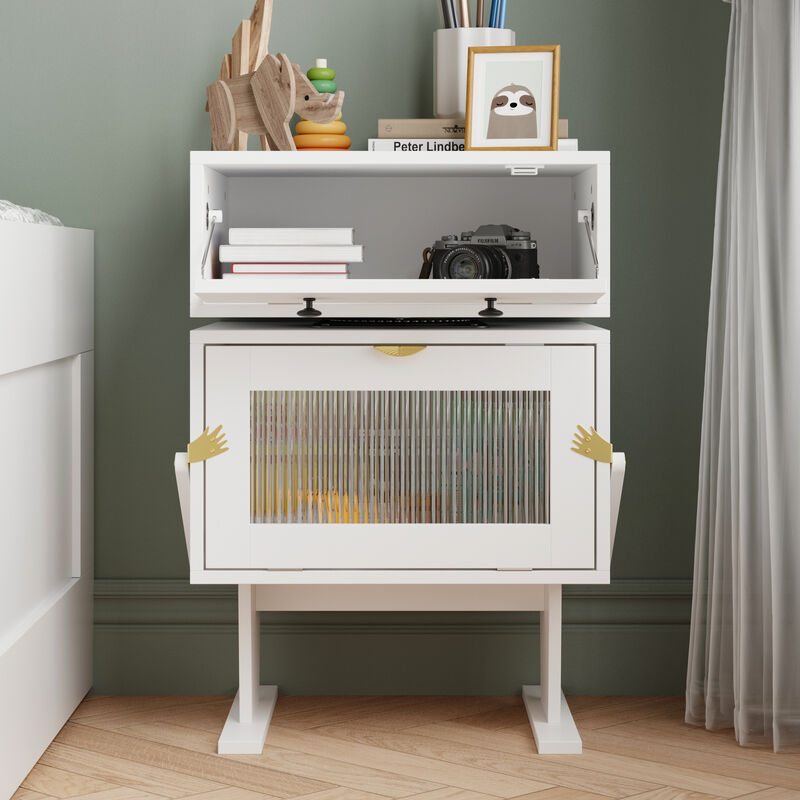 FUFU&GAGA Robot-Themed Storage Cabinet - Modern Organizer, (27.6" H x 18.9" W x 15.7" D) ,White