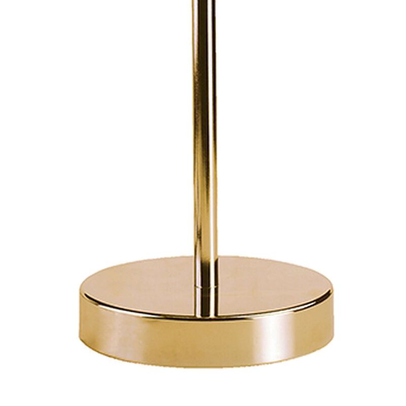 Metal Stalk Design Table Lamp with Hanging Crystals Shade, Gold-Benzara