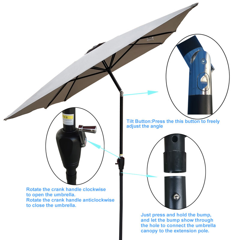 6 X 9FT Patio Umbrella Outdoor Waterproof Umbrella With Crank And Push Button Tilt
