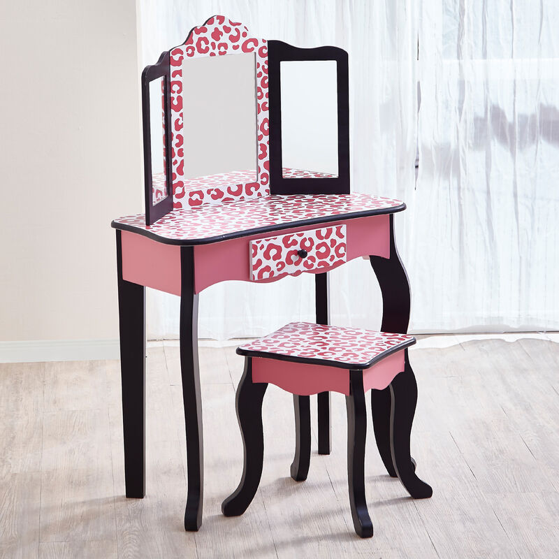 Fantasy Fields - Fashion Leopard Prints Gisele Play Vanity Set - Pink / Black