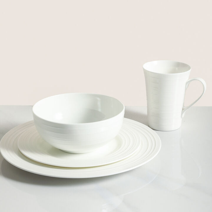 Stone Lain Eleanor Bone China 16 Piece Dinnerware Set, White