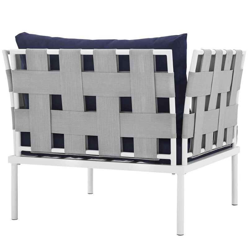 Modway EEI-2602-WHI-NAV MO-EEI-2602-WHI-NAV Harmony Outdoor Patio Aluminum, Armchair, White Navy