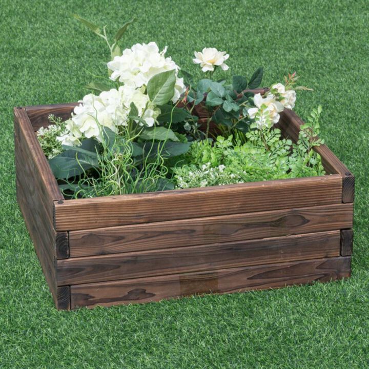 Hivvago Square Raised Garden Bed Flower Vegetables Seeds Planter