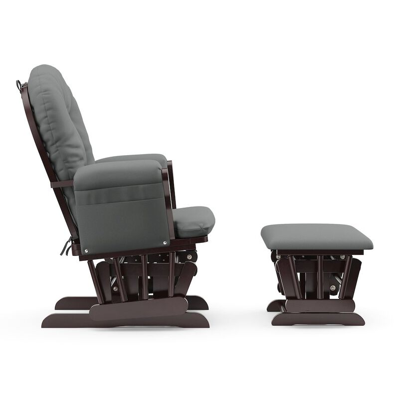 Storkcraft Hoop Glider and Ottoman - Espresso with Gray