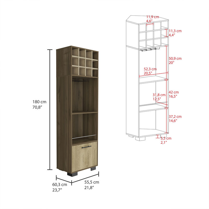 Corner Bar Cabinet Cataluña, Living Room, Mahogany / Aged Oak